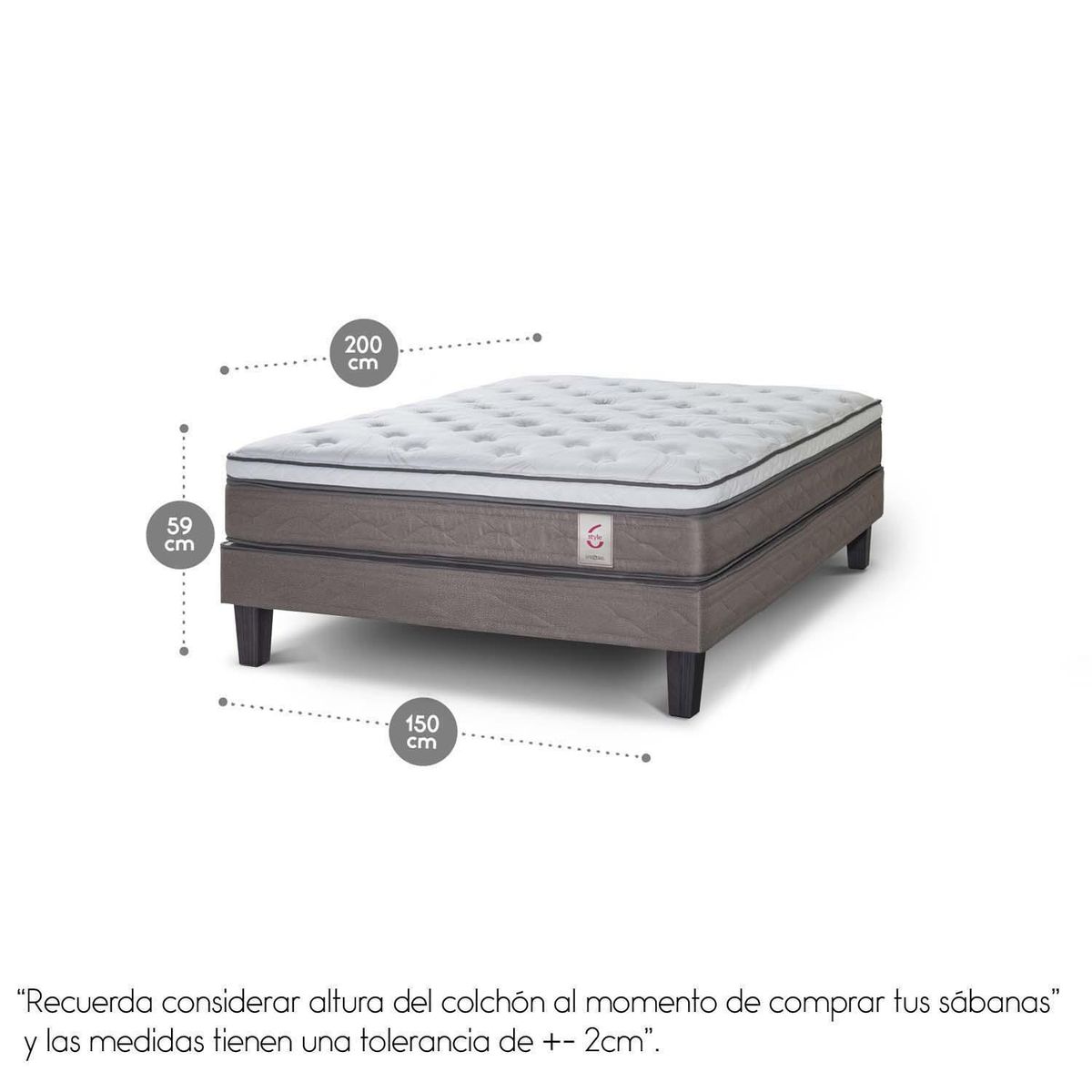 ROSEN - Cama 2 plazas New Style 6 Blanco