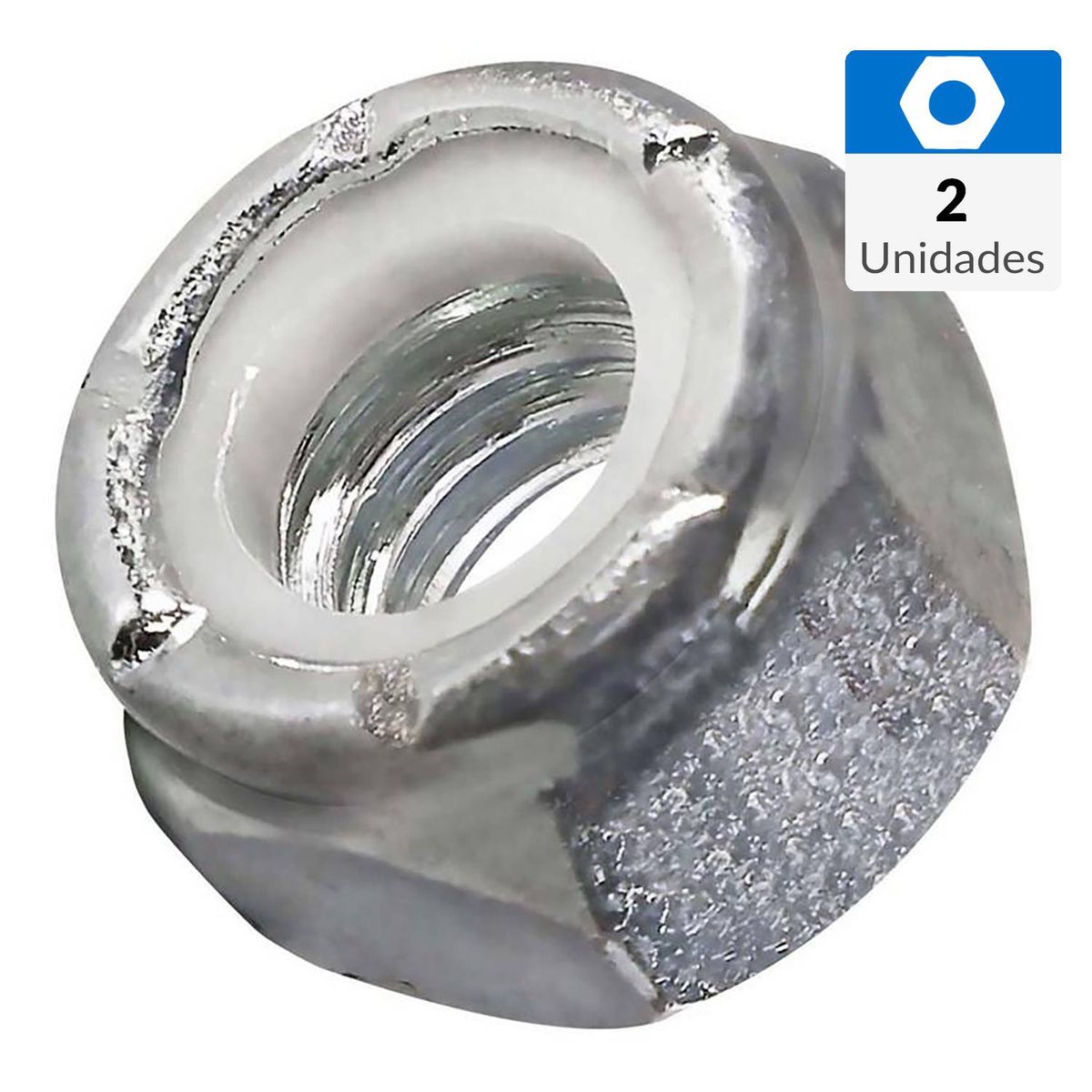 MAMUT - Tuerca hexagonal c/seguro nylon métrica M10-1.50 zincada 2 unid