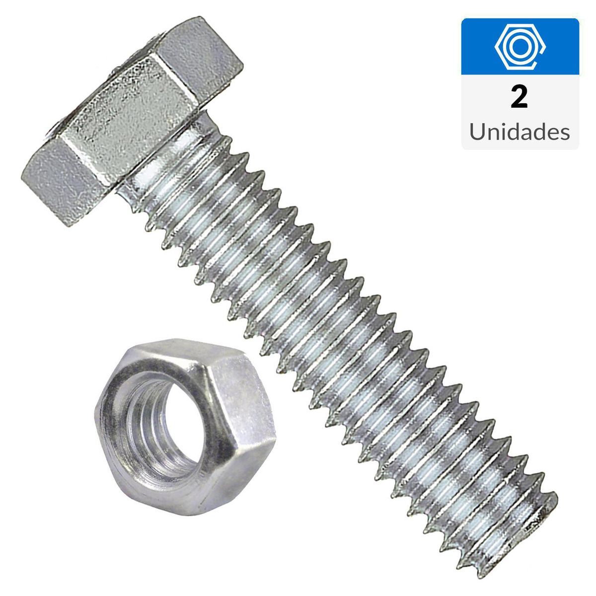 Perno hexagonal métrico 8.8 c/tuerca M10 x 20 mm zincado 2 unid, marca MAMUT - Foto Principal