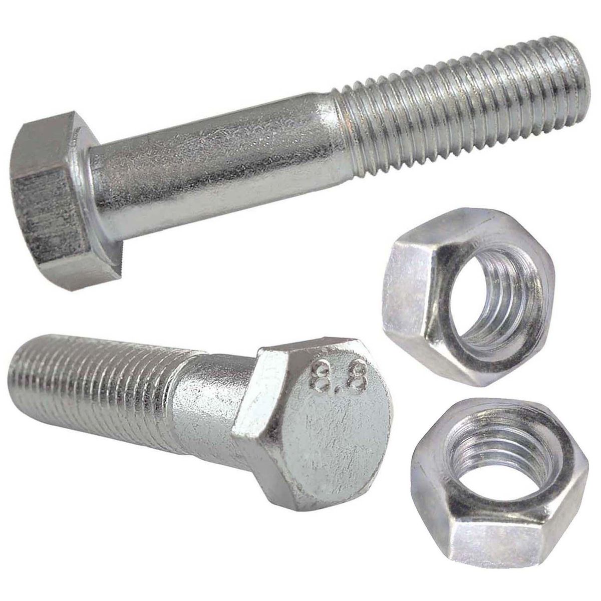 MAMUT - Perno hexagonal métrico 8.8 c/tuerca M6 x 70 mm zincado 2 unid