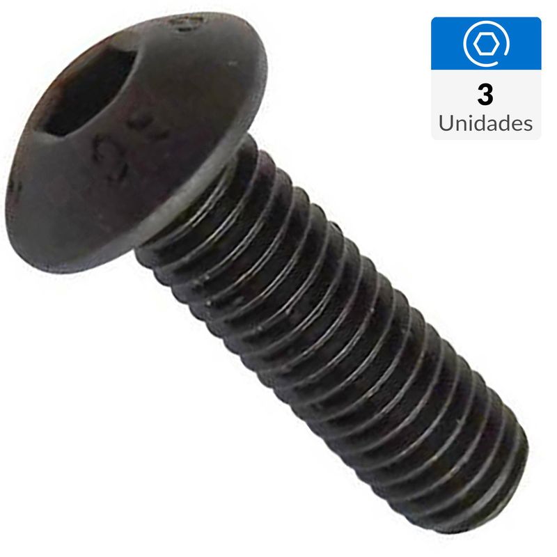 MAMUT - Perno cabeza boton M4 x 16 mm c/tuerca pavonado negro  3u