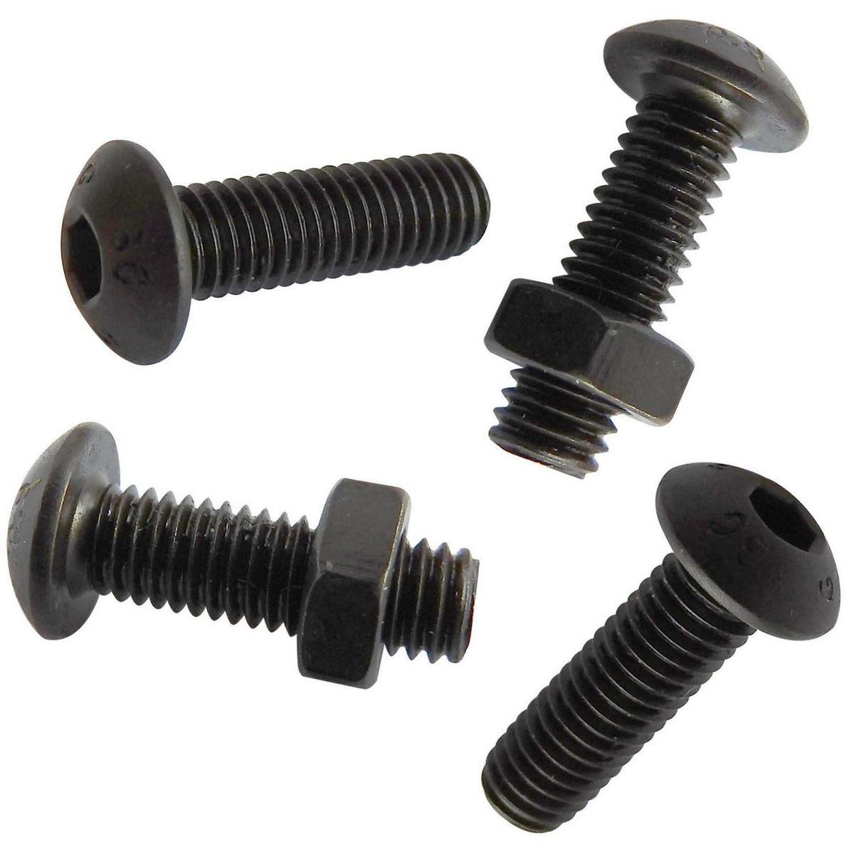 MAMUT - Perno cabeza boton M2 x 20 mm c/tuerca pavonado negro  4u