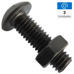 MAMUT - Perno cabeza boton M4 x 12 mm c/tuerca pavonado negro 3u