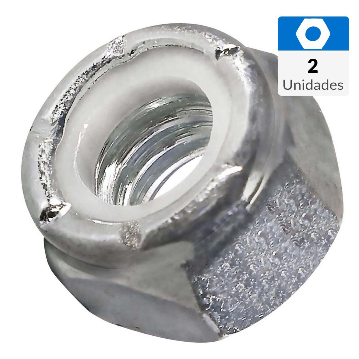 MAMUT - Tuerca hexagonal c/seguro nylon métrica M8-1.25 zincada 2 unid