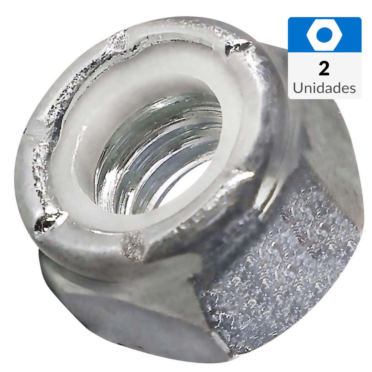 MAMUT - Tuerca hexagonal c/seguro nylon métrica M6-1.0 zincada 2 unid