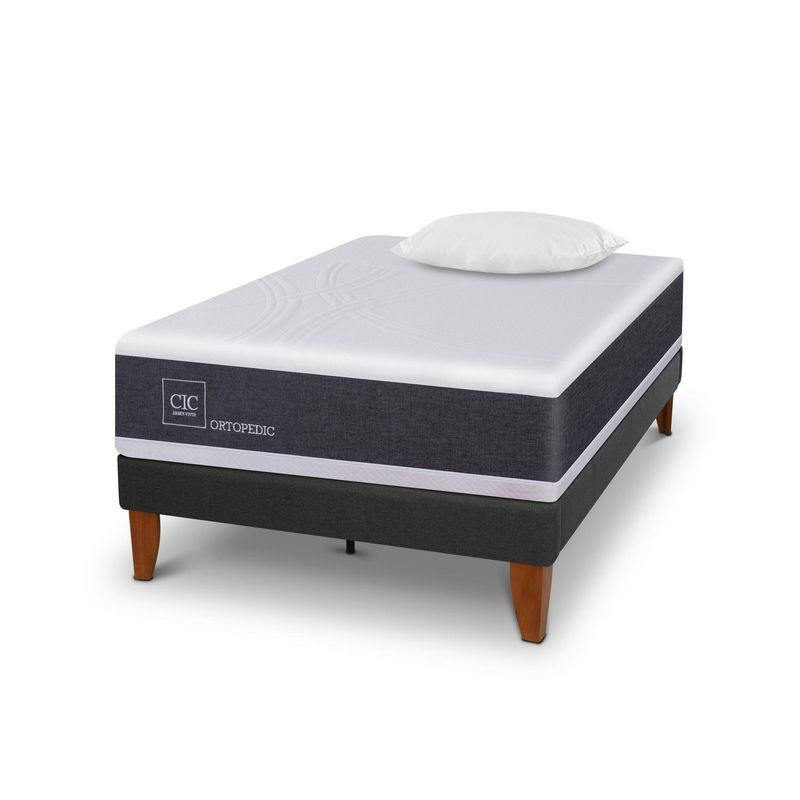 CIC - Cama 1.5 Plazas Europea Curve New Ortopedic Blanco/Gris