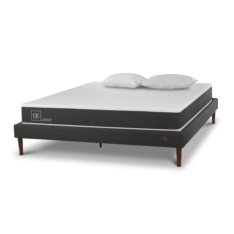 CIC - Cama Europea 2 plazas Curve New Ortopedic  Blanco/Gris