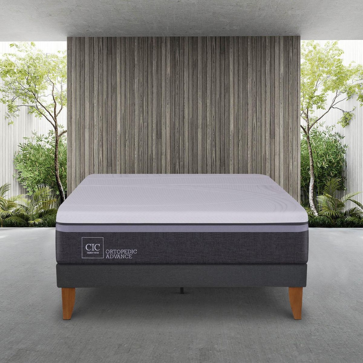 CIC - Cama 1.5 plazas Europea Curve Ortopedic Blanco/Gris