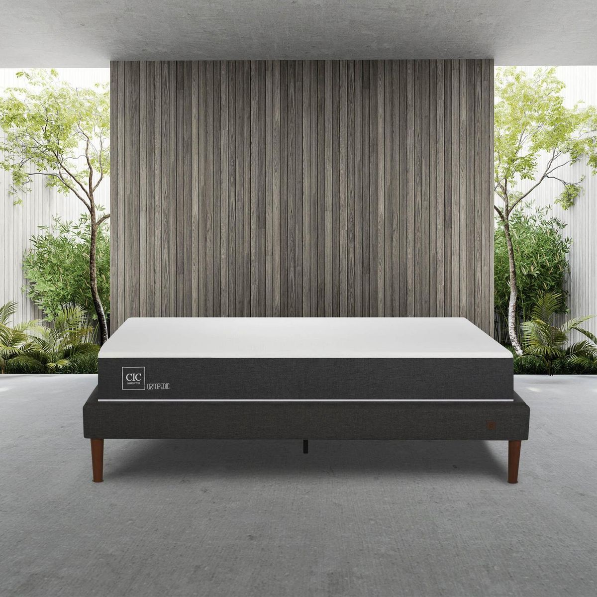 CIC - Cama 2 plazas Europea Curve New Ortopedic Blanco/Gris