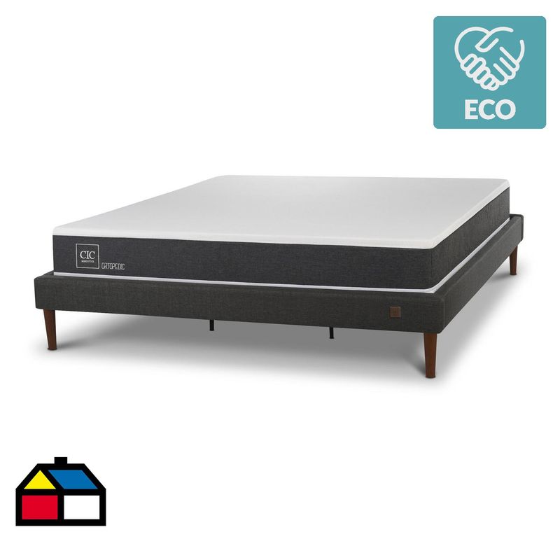 CIC - Cama Europea King Curve New Ortopedic  Blanco/Gris