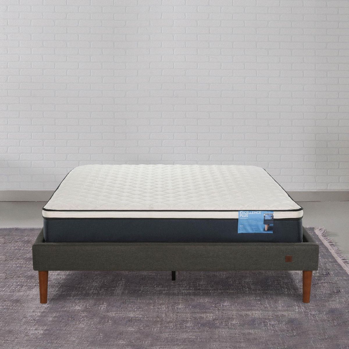 CIC - Cama 2 plazas Europea Curve Excellence Plus Blanco/ Azul