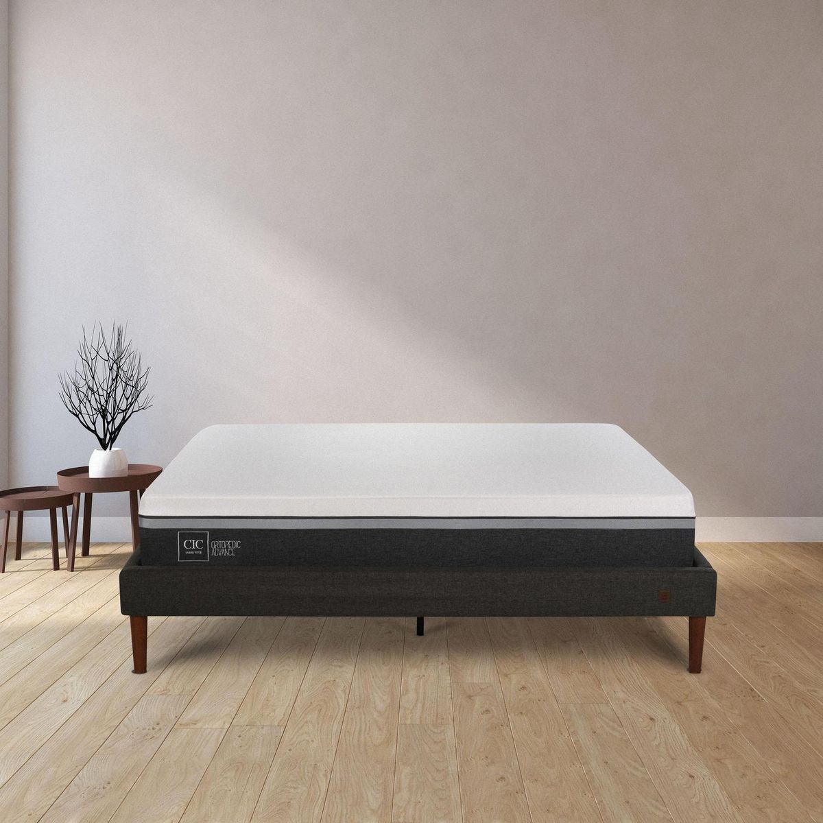 CIC - Cama 2 plazas Europea Curve Ortopedic Blanco/Gris