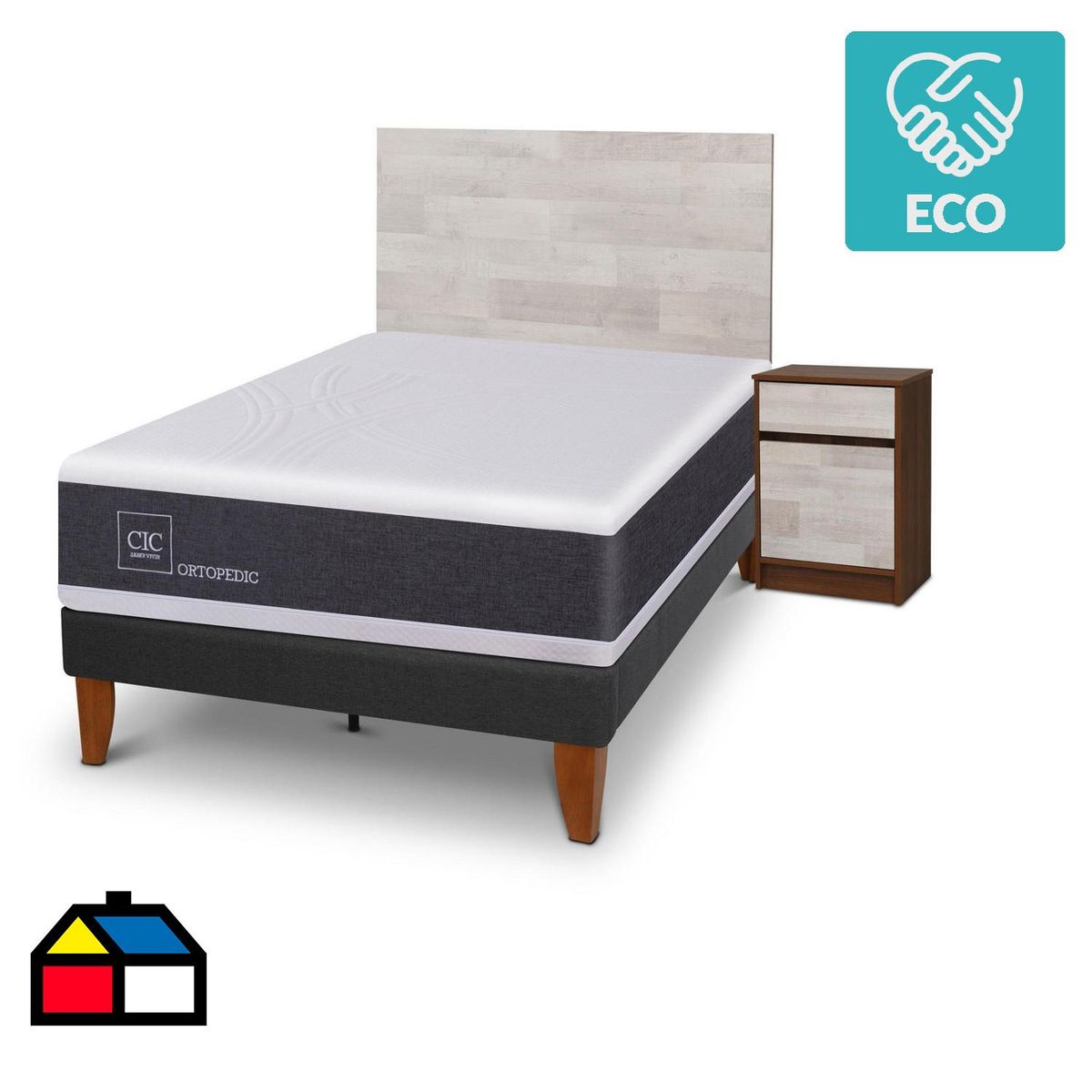 CIC - Cama europea Ortopedic 1.5 plazas + Muebles