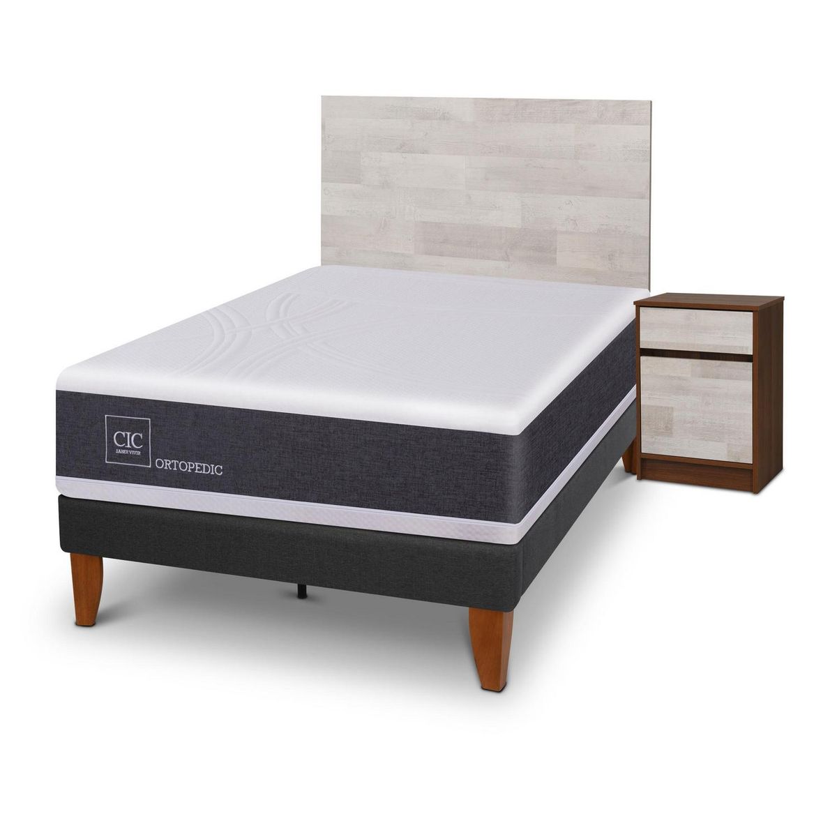 CIC - Cama europea Ortopedic 1.5 plazas + Muebles