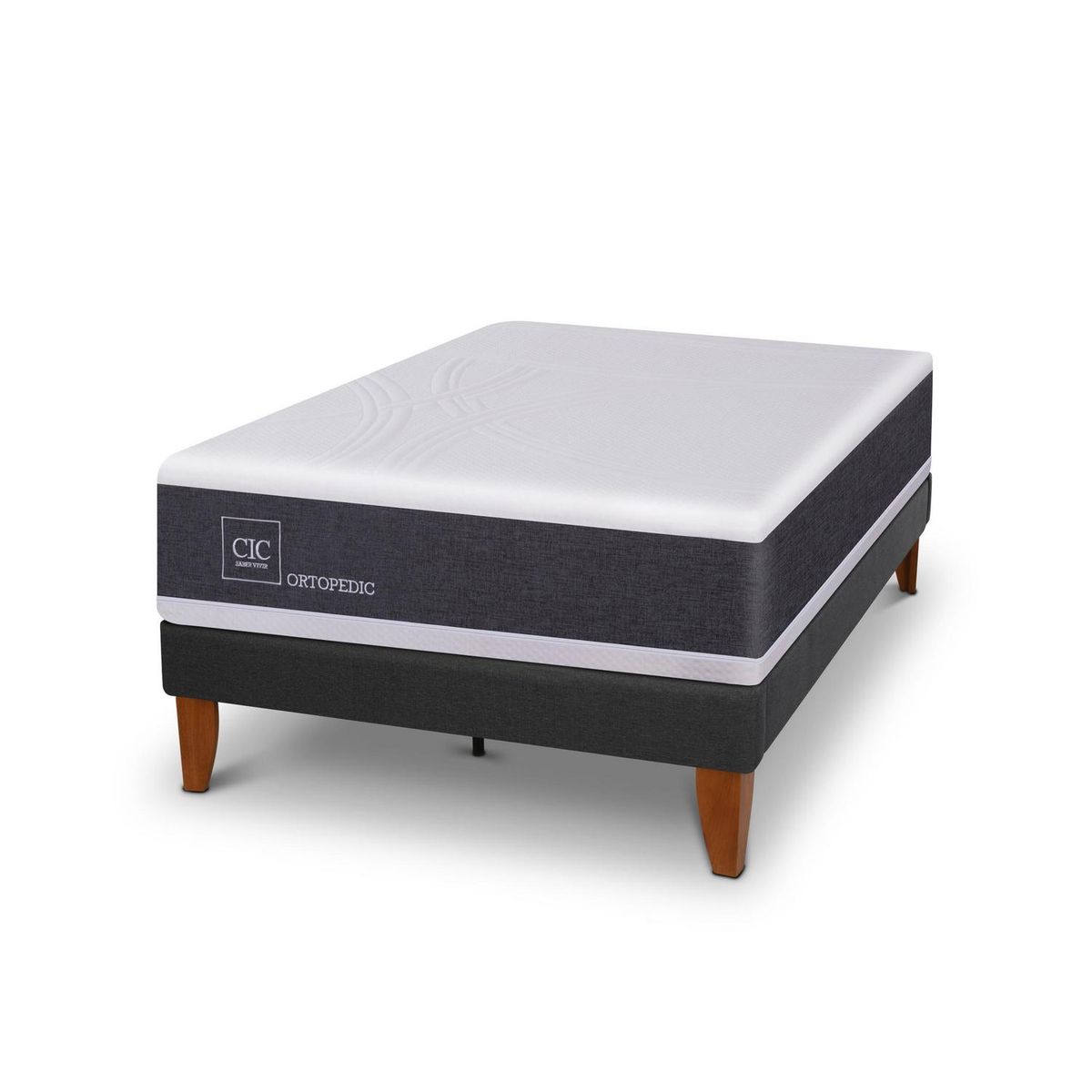 CIC - Cama 1.5 plazas Europea Curve New Ortopedic Blanco/Gris