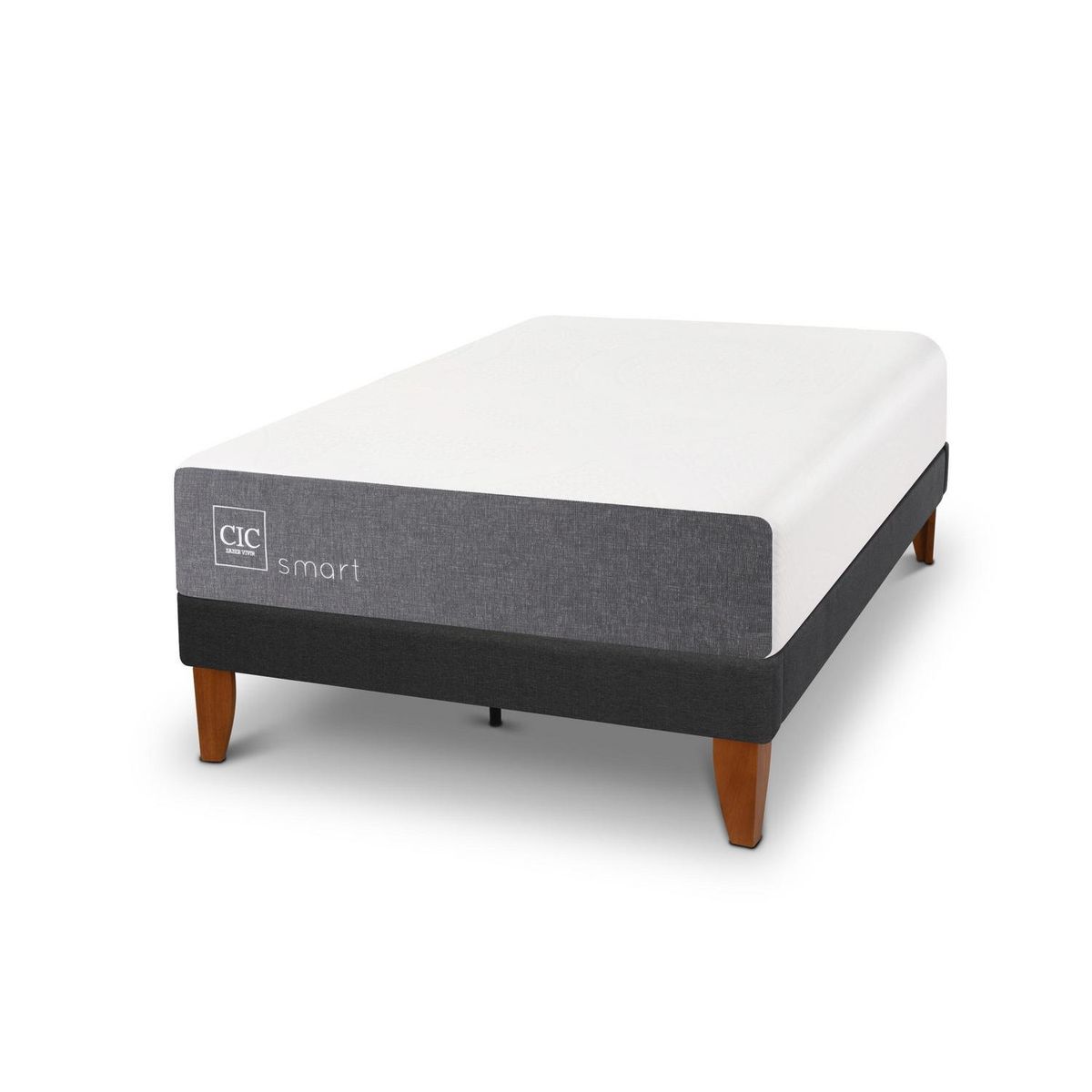 CIC - Cama 1.5 plazas Europea Curve Smart Blanco/Gris