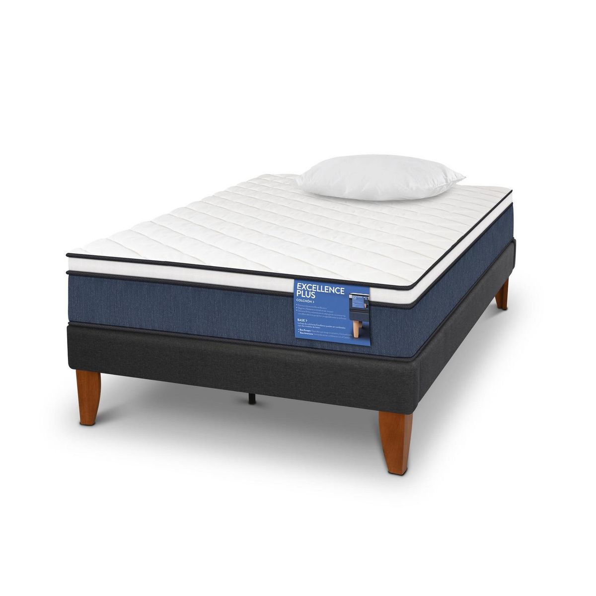 CIC - Cama 1.5 plazas Europea Curve Excellence Plus Blanco/ Azul