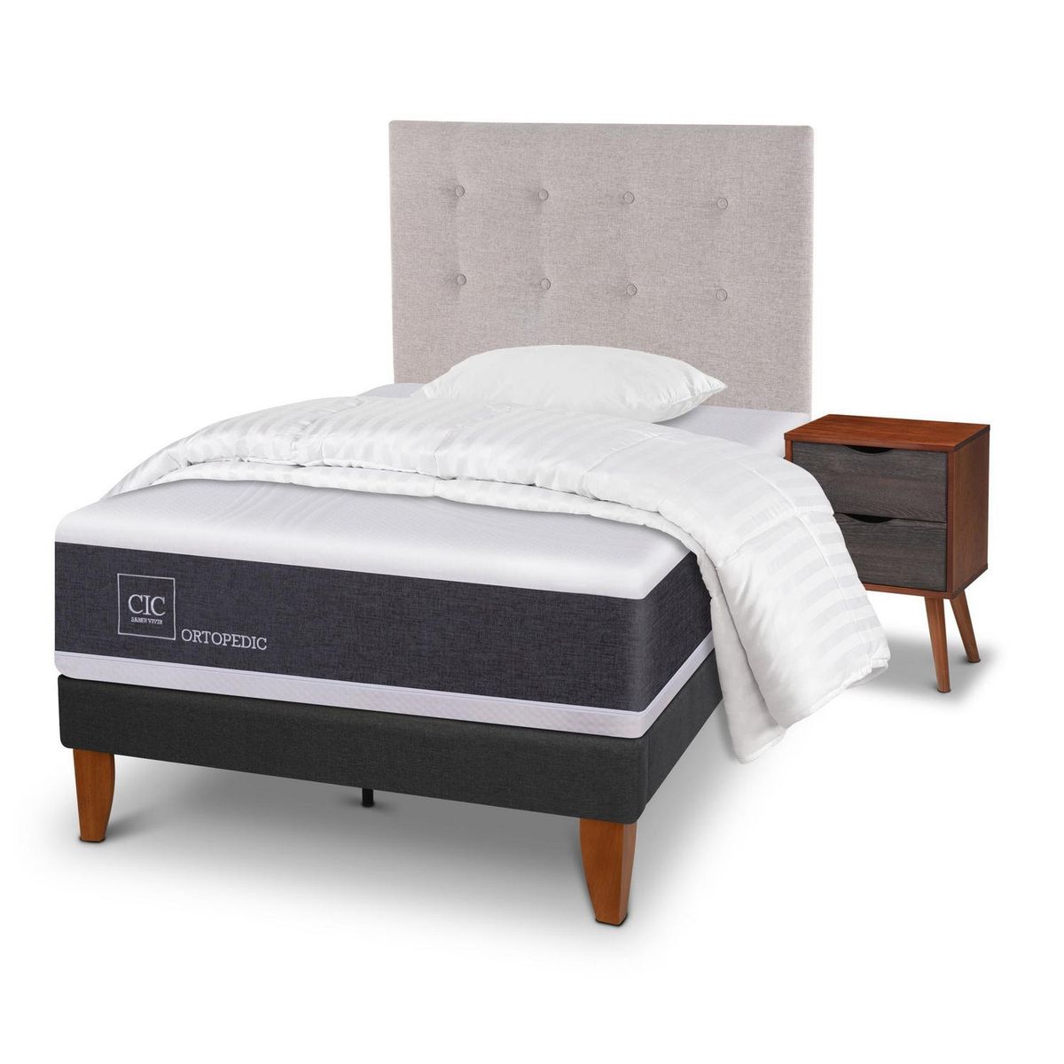 CIC - Cama europea Ortopedic 1.5 plazas + Muebles