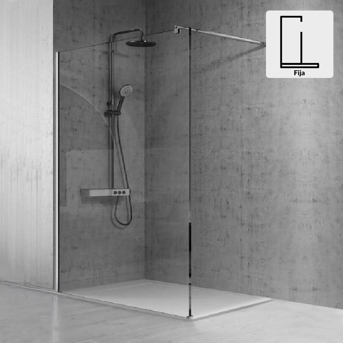 DUSCHY - Mampara de ducha fija 400x1900 mm EASY CLEAN