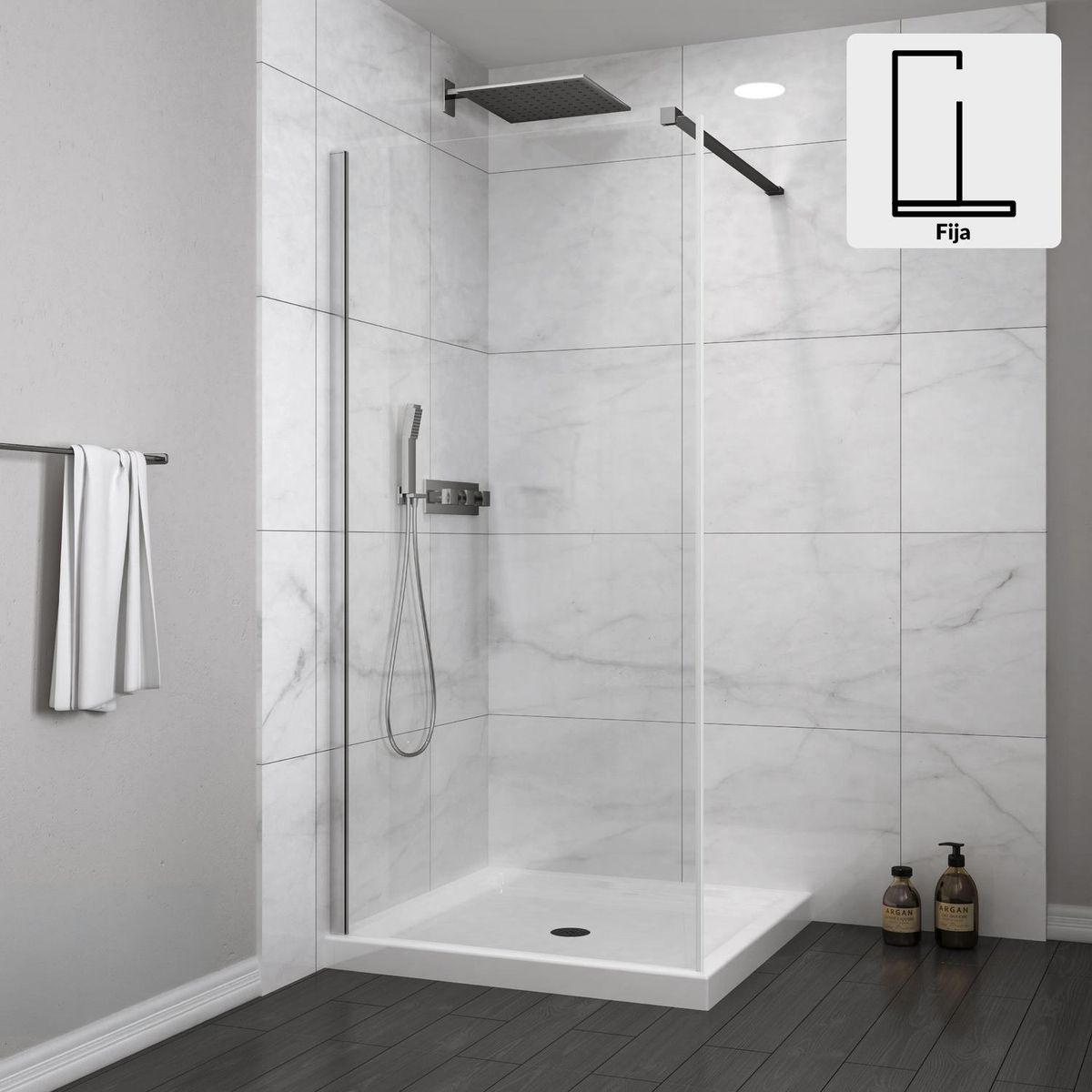 DUSCHY - Mampara de ducha fija 700x1900 mm EASY CLEAN