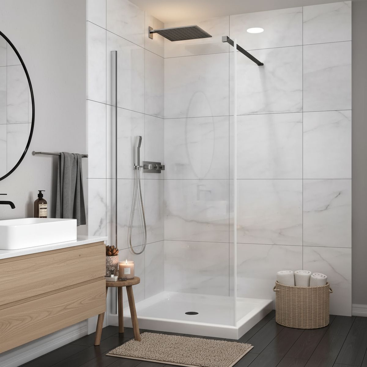 DUSCHY - Mampara de ducha fija 700x1900 mm EASY CLEAN