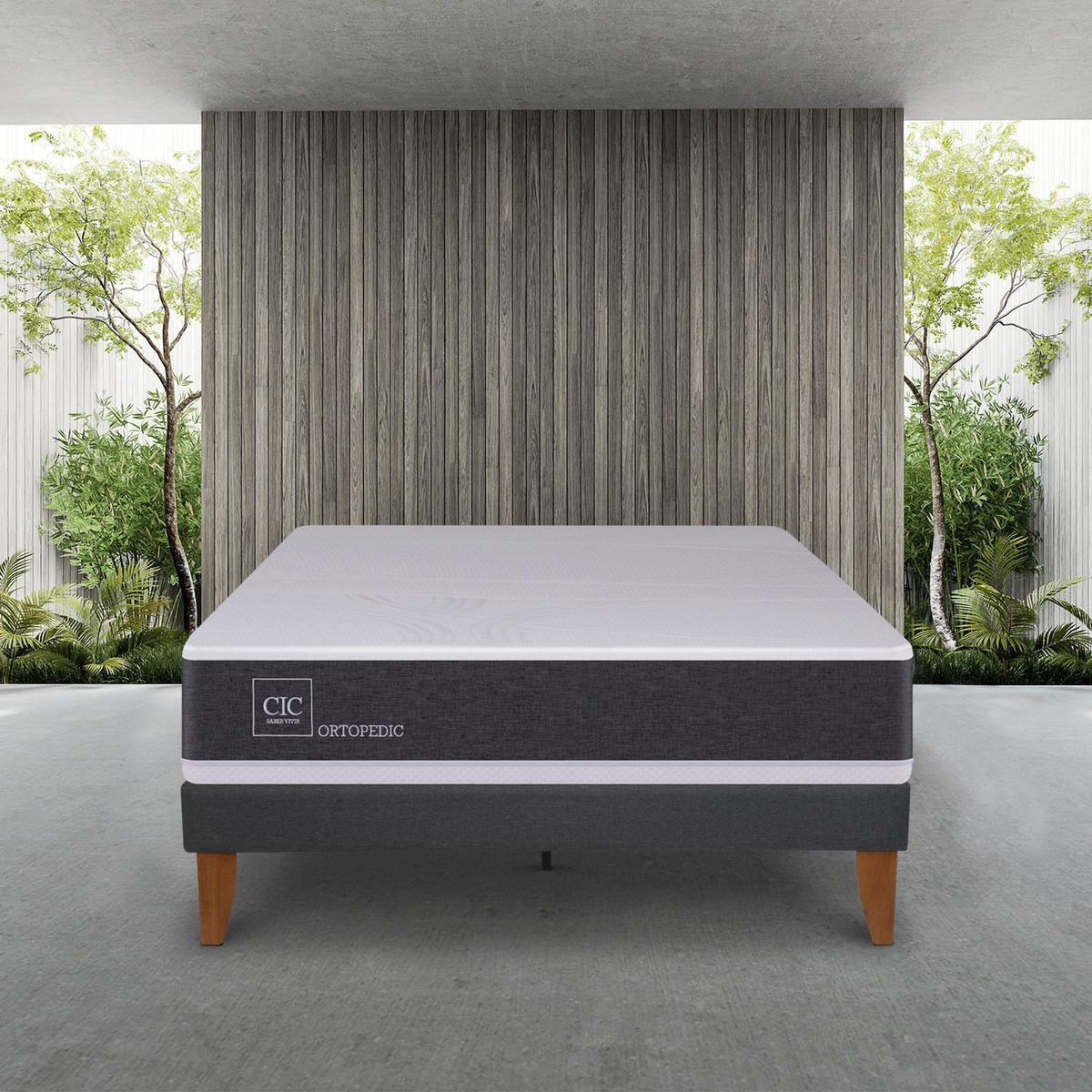 CIC - Cama europea New Ortopedic 1.5 plazas + Muebles