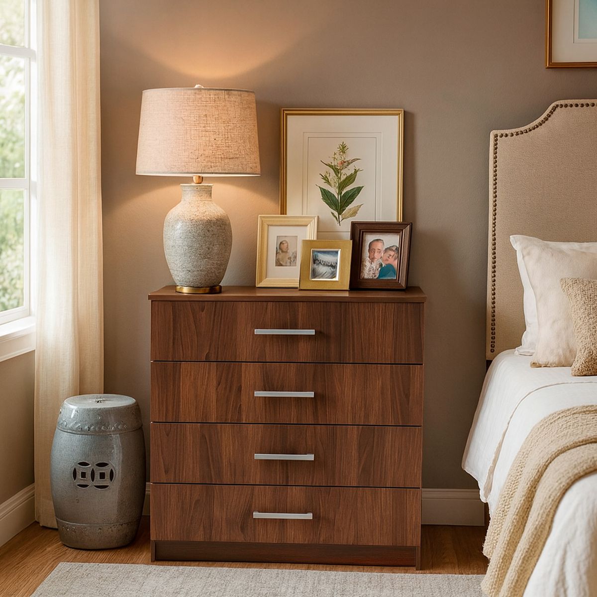 MOBIKIT - Cómoda 4 Cajón(es) 4 Caj Nogal 70x86x40 cm Nogal