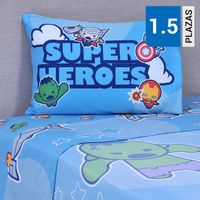 Sábana Avengers Kawaii 1.5 plazas Multicolor