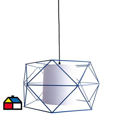 Lmpara de colgar Hexagonal 1 luz azul