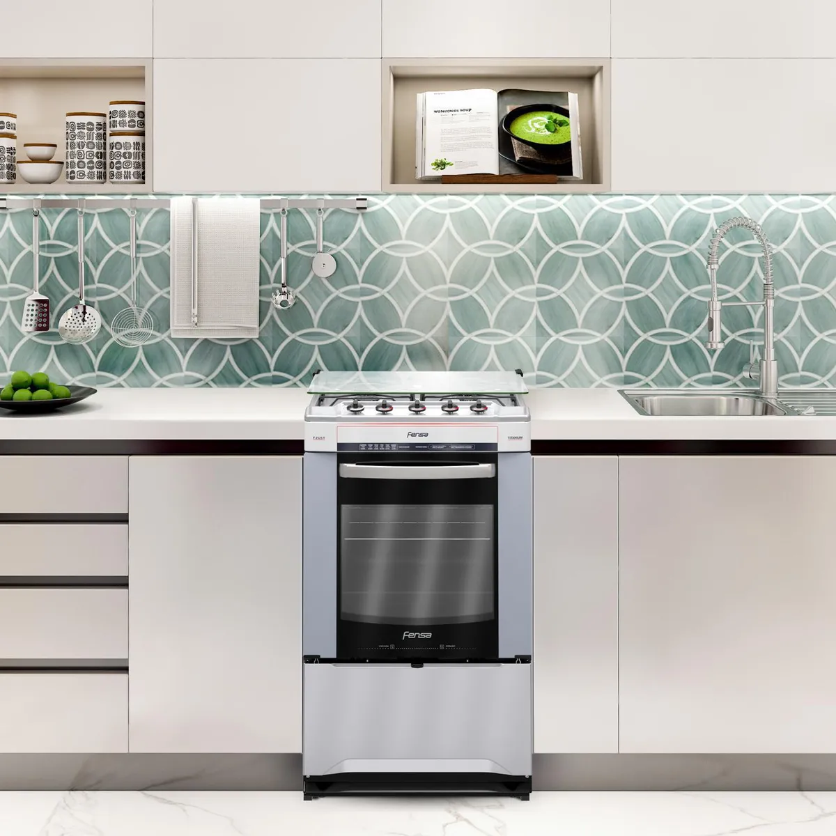 FENSA - Cocina a Gas 4 Platos Silver F 2525 T