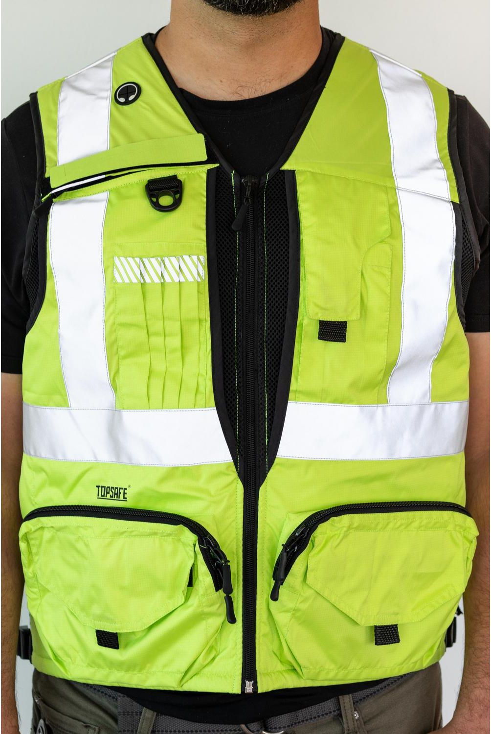TOPSAFE - Chaleco geologo reflectante amarilla talla l