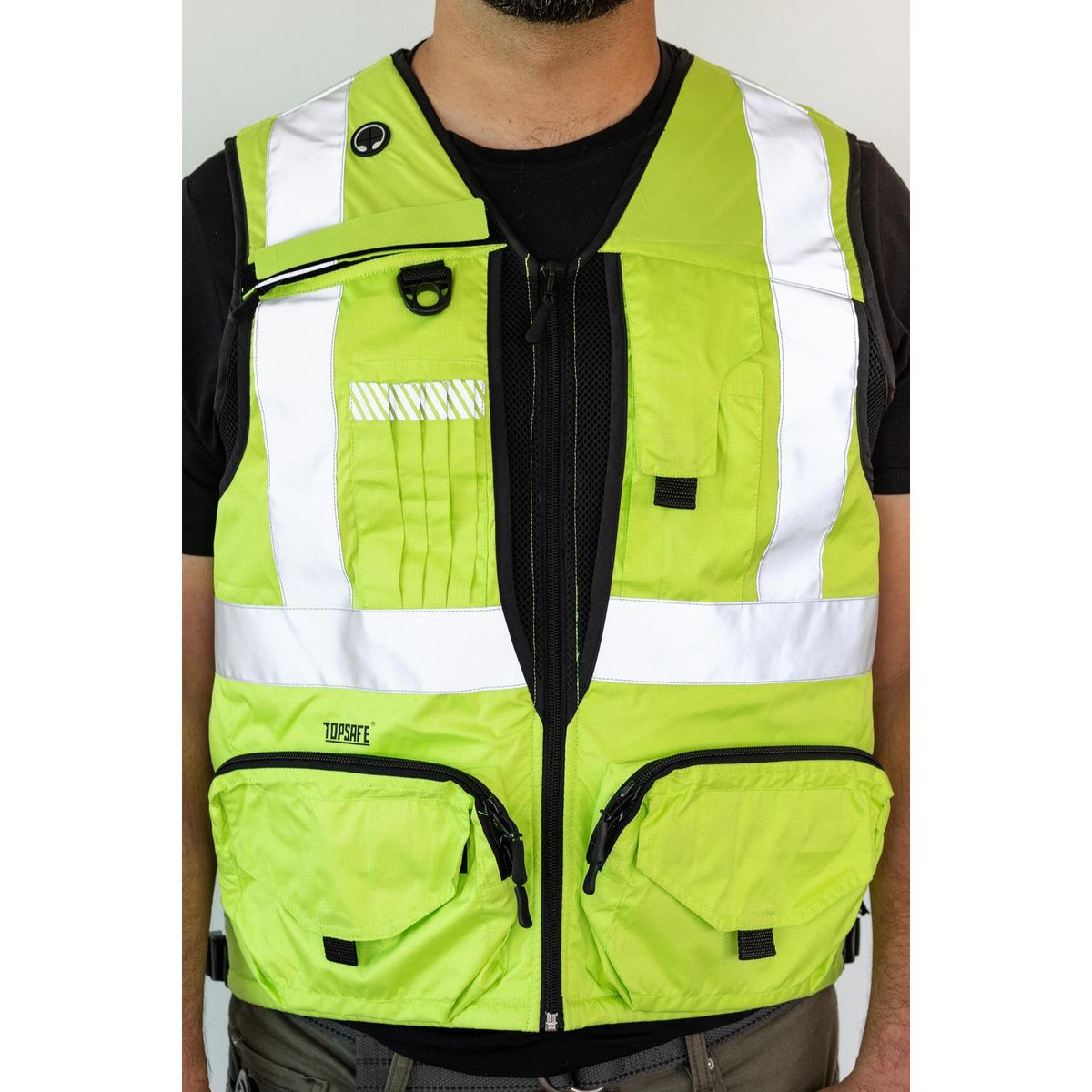 TOPSAFE - Chaleco geologo reflectante amarilla talla l