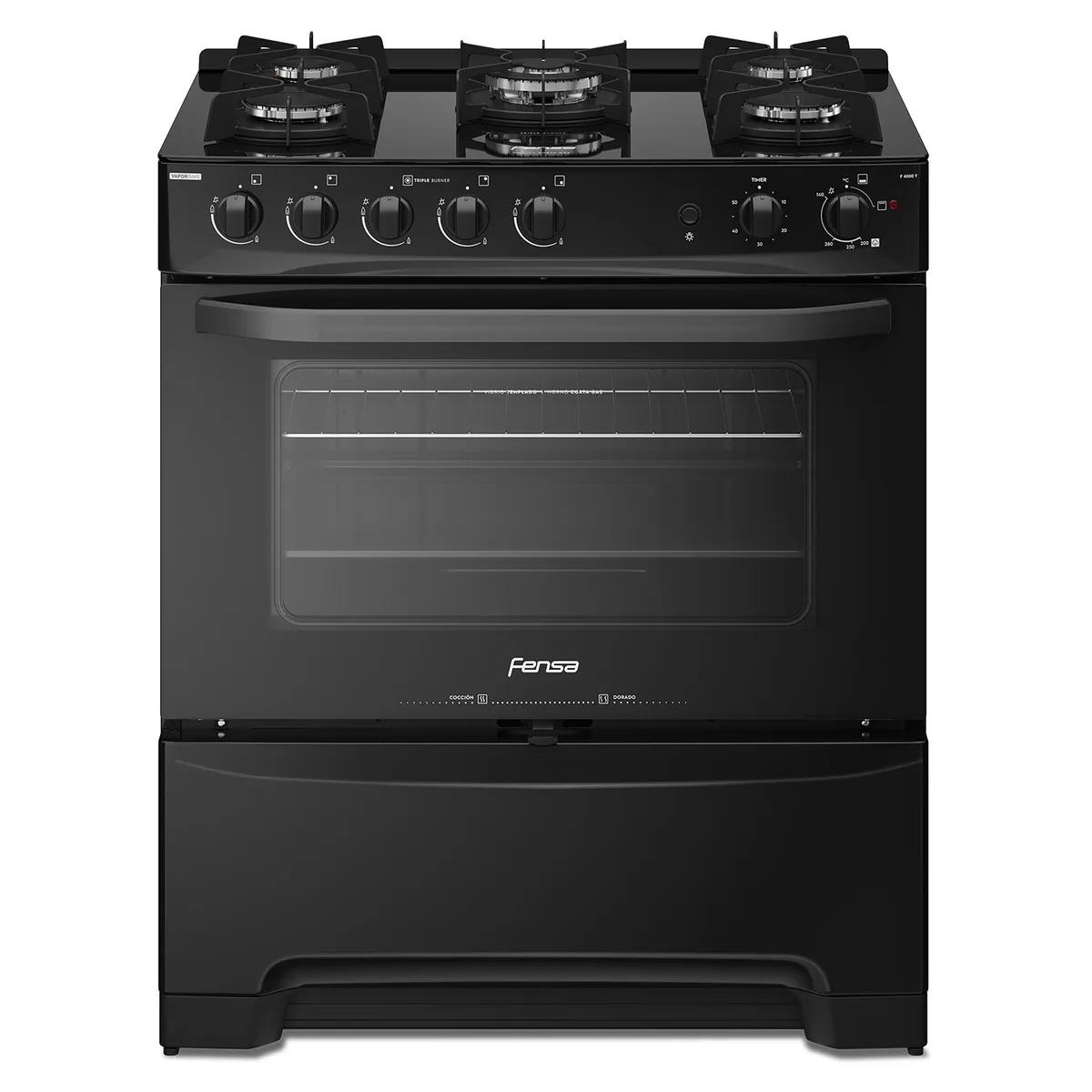 FENSA - Cocina a Gas 5 Platos Negro F 6500 T