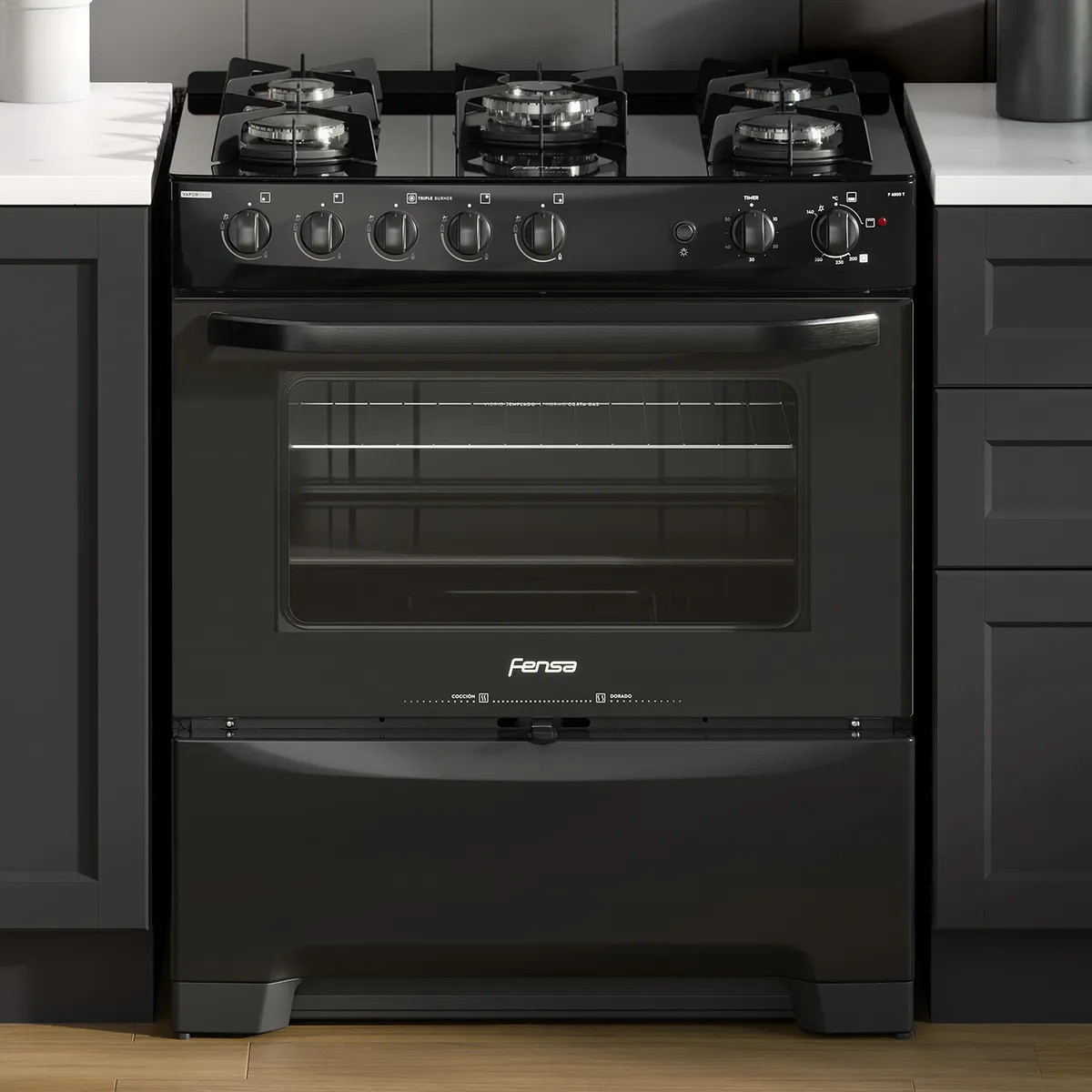 FENSA - Cocina a Gas 5 Platos Negro F 6500 T