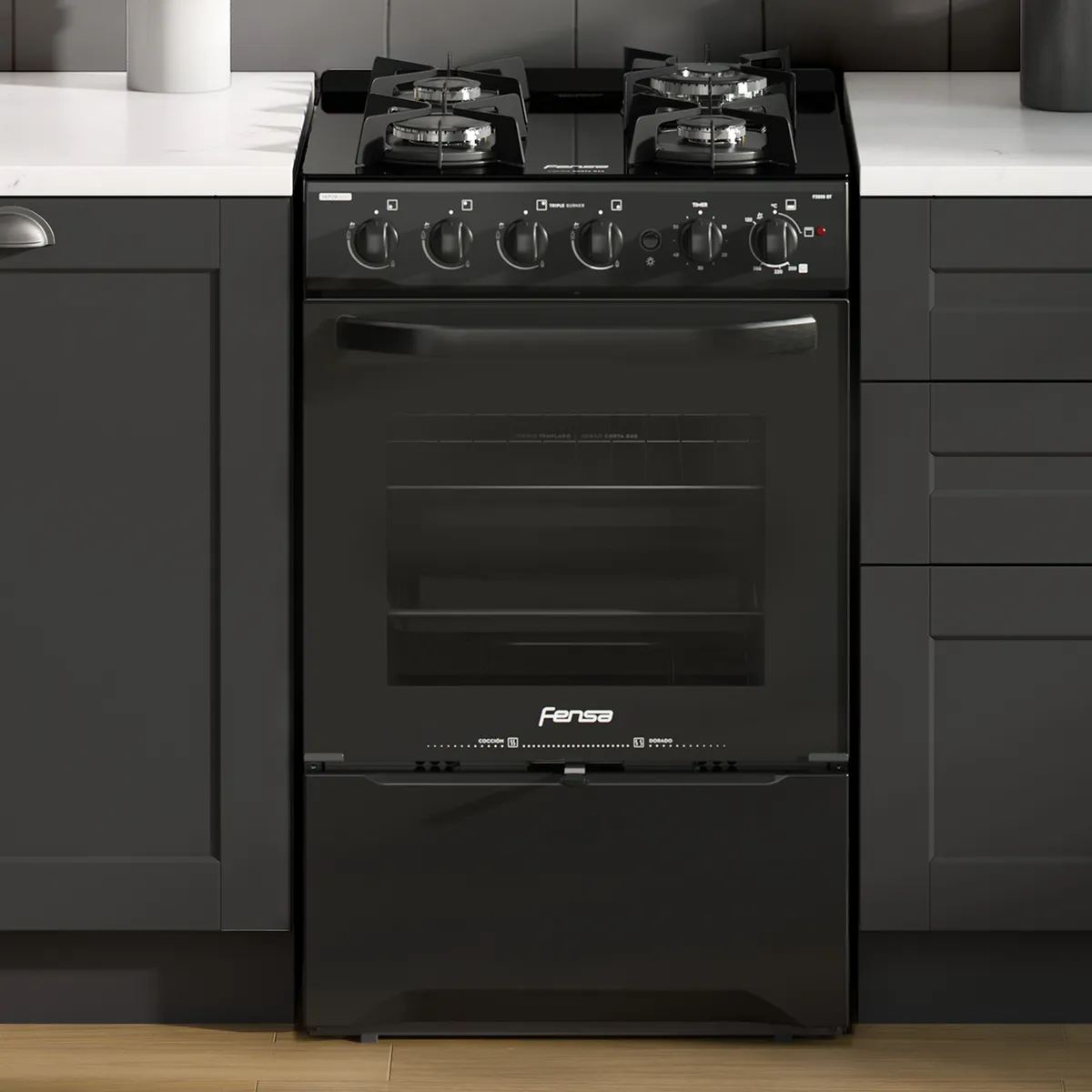 FENSA - Cocina a Gas 4 Platos Negro F 3000 BT