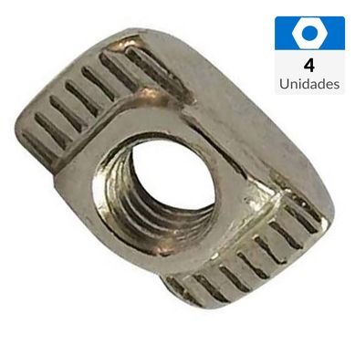 Tuerca riel euro 20 de M5 x 10 mm niquelada 4 unid