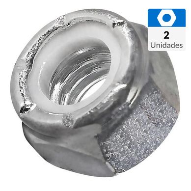 Tuerca inoxidable seguro nylon acero inoxid. unc 3/8  2 unid