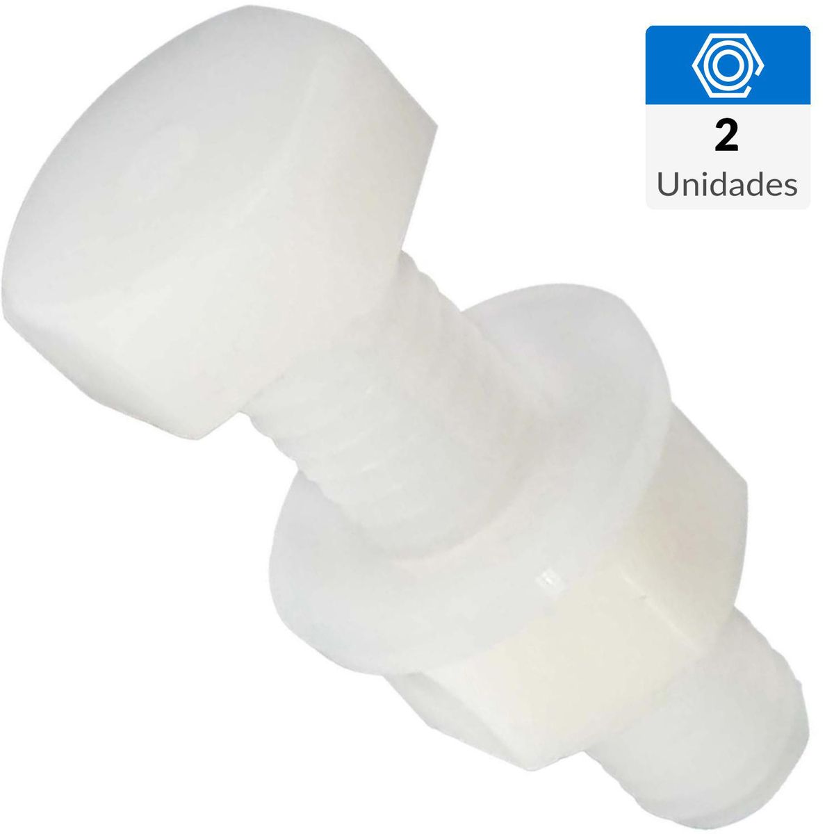 MAMUT - Perno hexagonal de nylon con tuerca y golilla M8 x 50 mm 2 unid