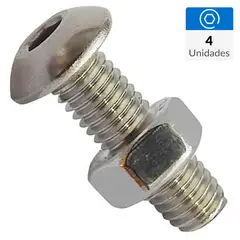 MAMUT - Perno cabeza boton acero inoxidable c/tuerca M3 x 12 mm 4 unid