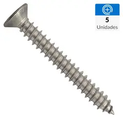MAMUT - Tornillo Roscalata Cabeza Plana Metal 1/4 " 3.5 mm 5 Unidades