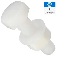 MAMUT - Perno hexagonal de nylon con tuerca y golilla M6 x 50 mm 2 unid
