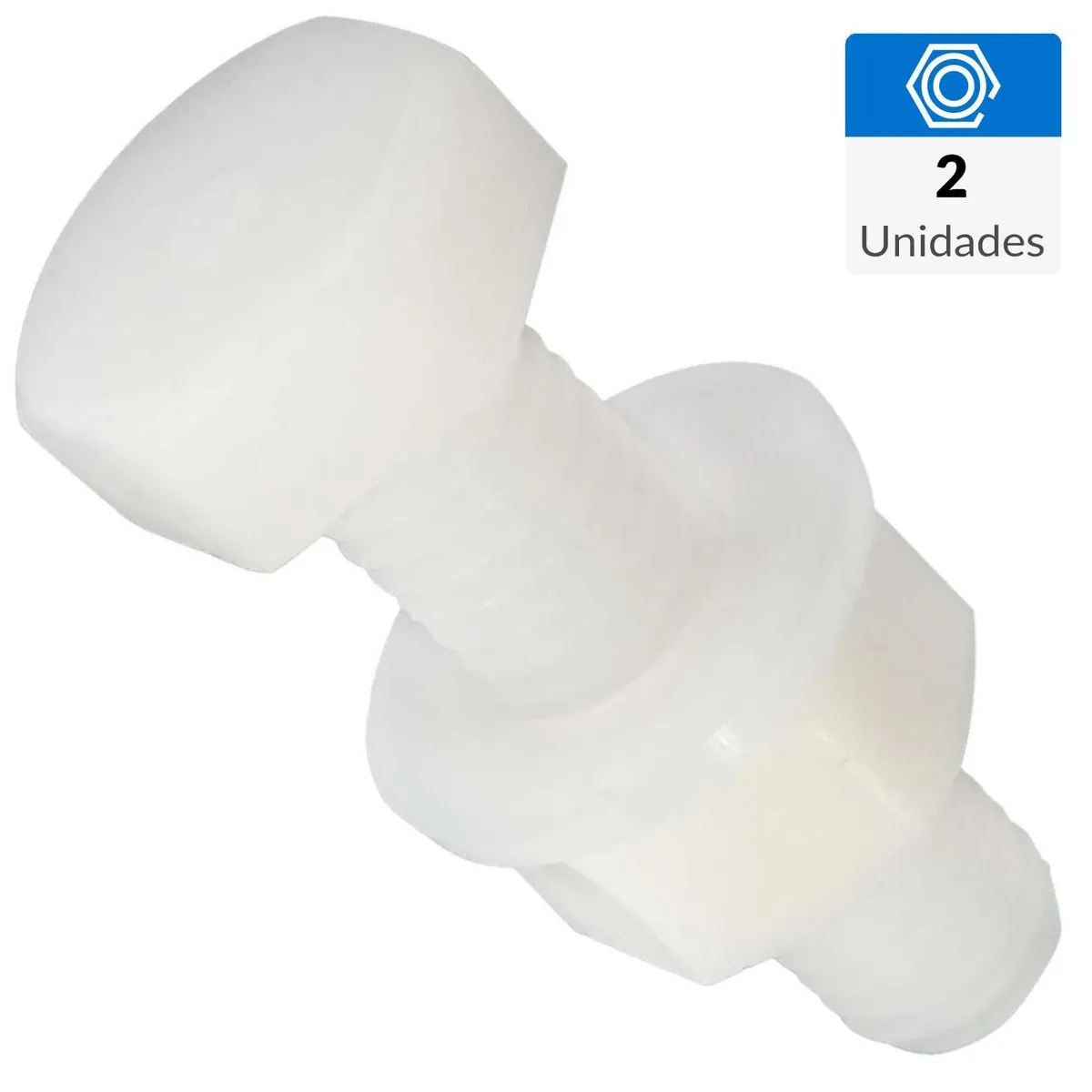 MAMUT - Perno hexagonal de nylon con tuerca y golilla M6 x 40 mm 2 unid