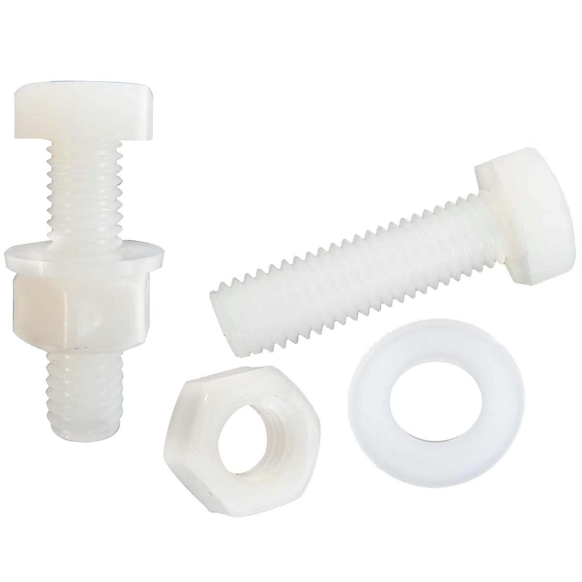 MAMUT - Perno hexagonal de nylon con tuerca y golilla M6 x 25 mm 2 unid