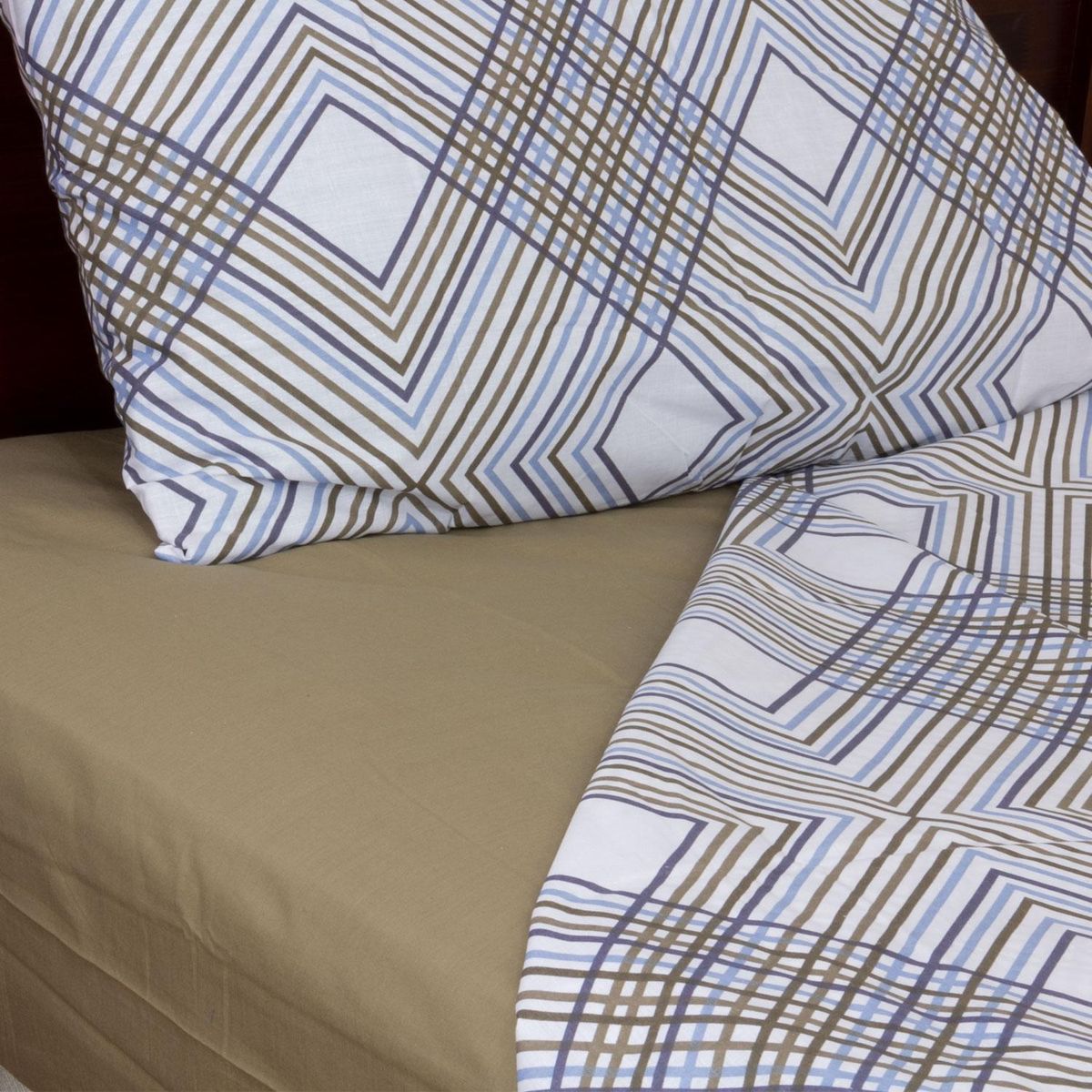 MASEL - Juego de Sábanas Line Taupé