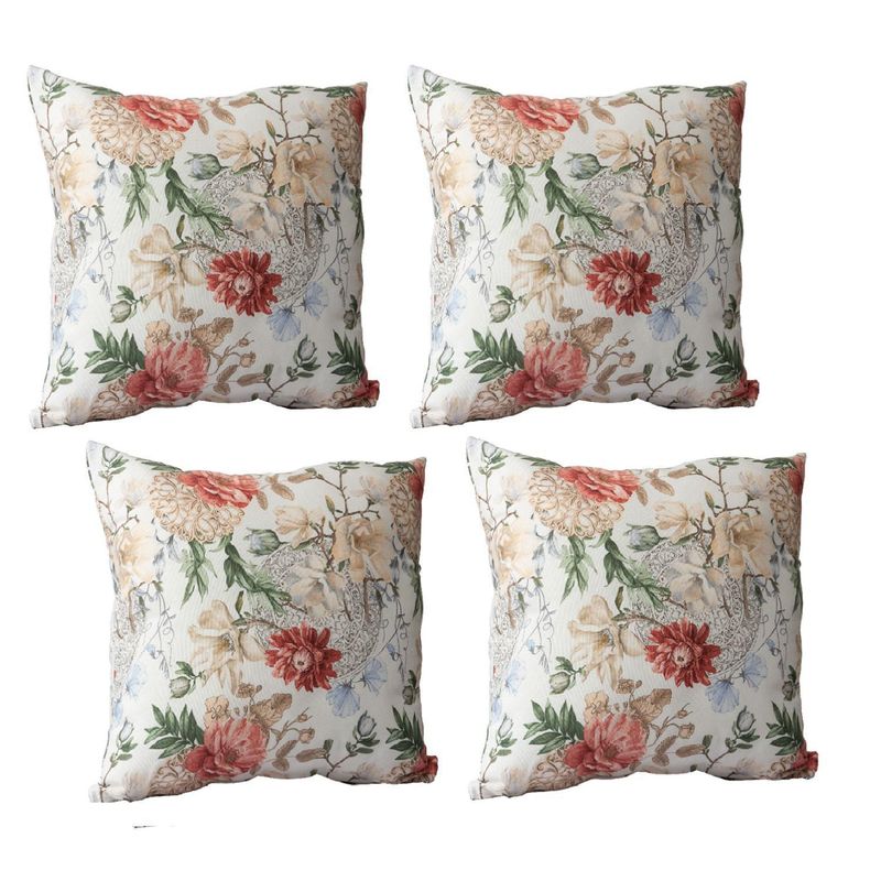 MASEL - Set De 4 Cojínes Lona Estampado Rojo 50x50 cm
