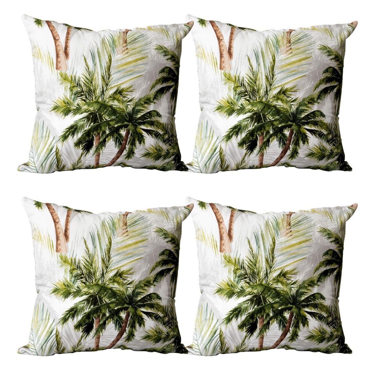 MASEL - Set De 4 Cojínes Lona Estampado verde 50x50 cm