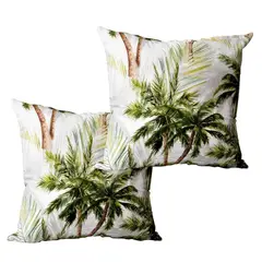 MASEL - Set De 2 Cojínes Lona Estampado 50x50 cm Verde