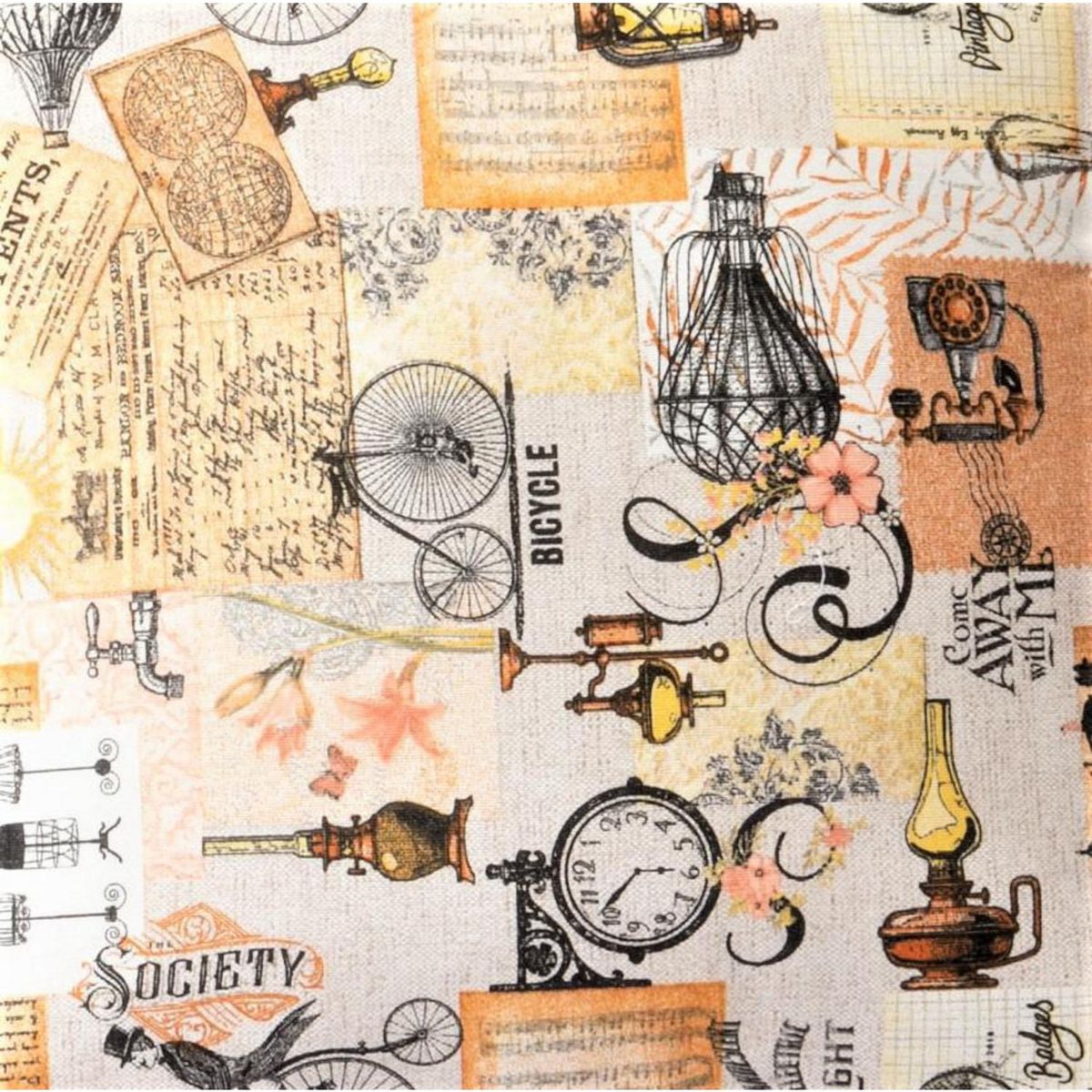 MASEL - Set De 2 Cojínes Lona Estampado Beige 50x50 cm