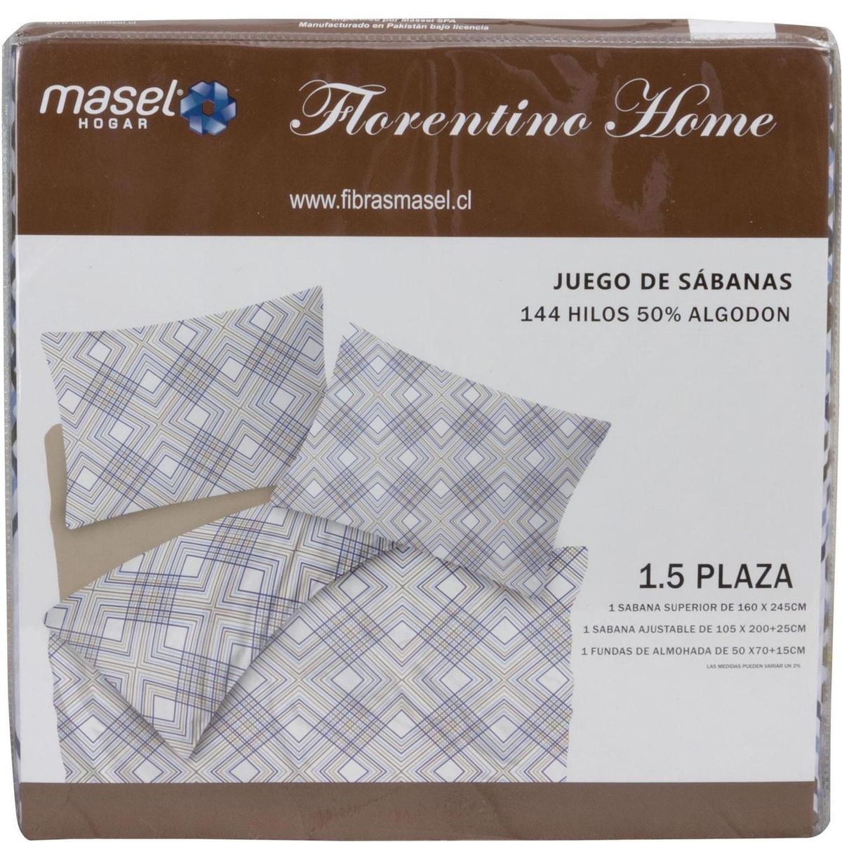 MASEL - Juego de Sábanas Line Taupé