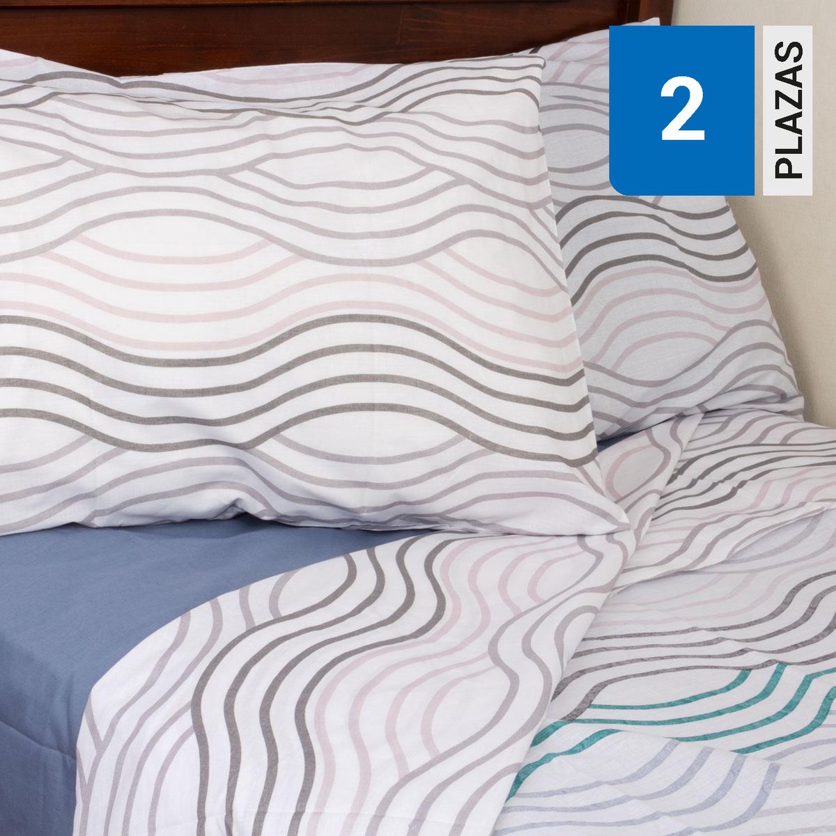 MASEL - Juego de Sábanas Ondas Azul